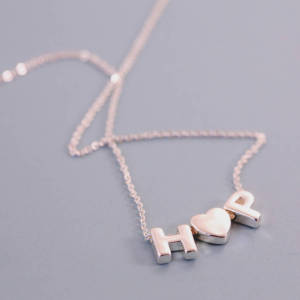 Wholesale Rose Gold Chain Slide Letter Heart Pendant Jewellery Necklace